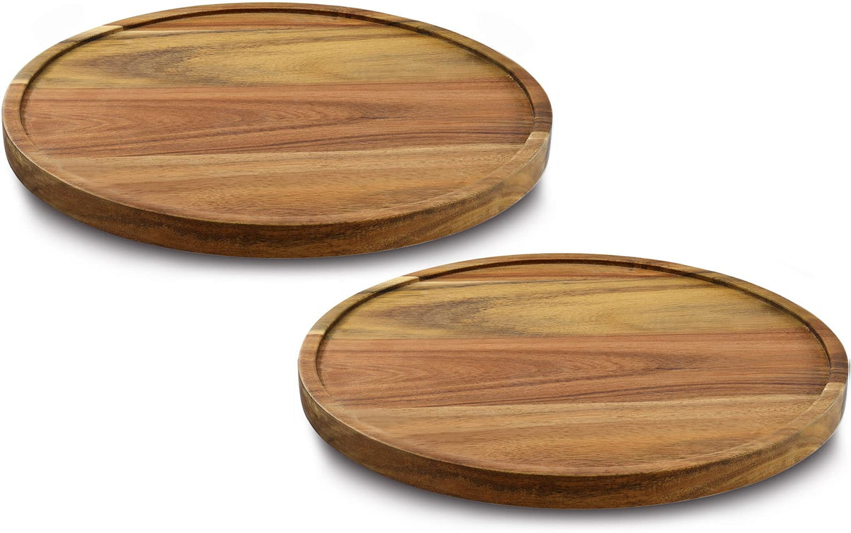 AUAM 10-inch acacia lazy susan turntable showing smooth rotation for easy spice access
