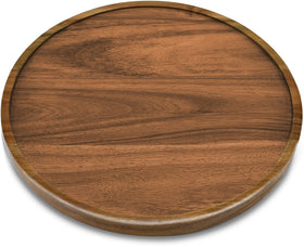AUAM 12in Acacia Lazy Susan shows condiment access around the cabinet.
