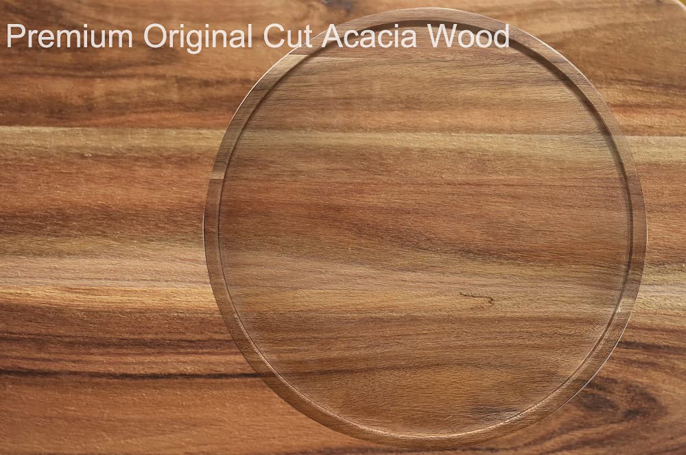 AUAM 12in Acacia Lazy Susan highlights premium wood durability for daily use.