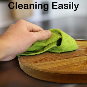 AUAM 12in Acacia Lazy Susan is easy to clean with a damp cloth.