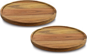 AUAM 12in acacia wood lazy susan rotates smoothly for easy spice access.
