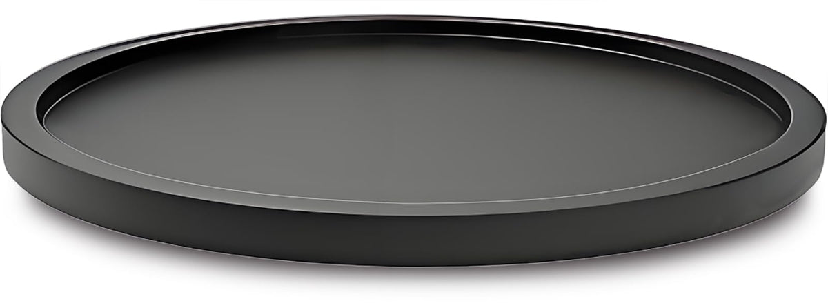 AUAM 14-inch black bamboo lazy susan top view shows organized spice storage