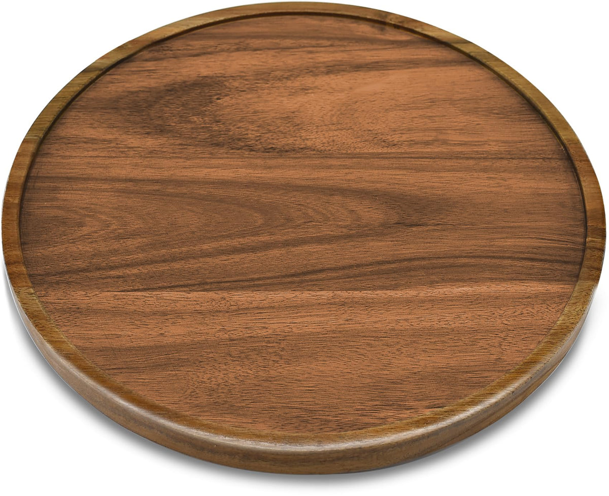 AUAM acacia wood lazy susan close-up showing natural grain patterns.