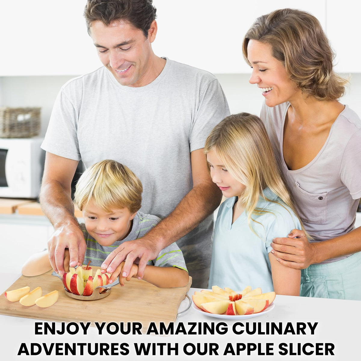 Kitchen-ready AUBENR slicer enabling fast, healthy apple snacks.