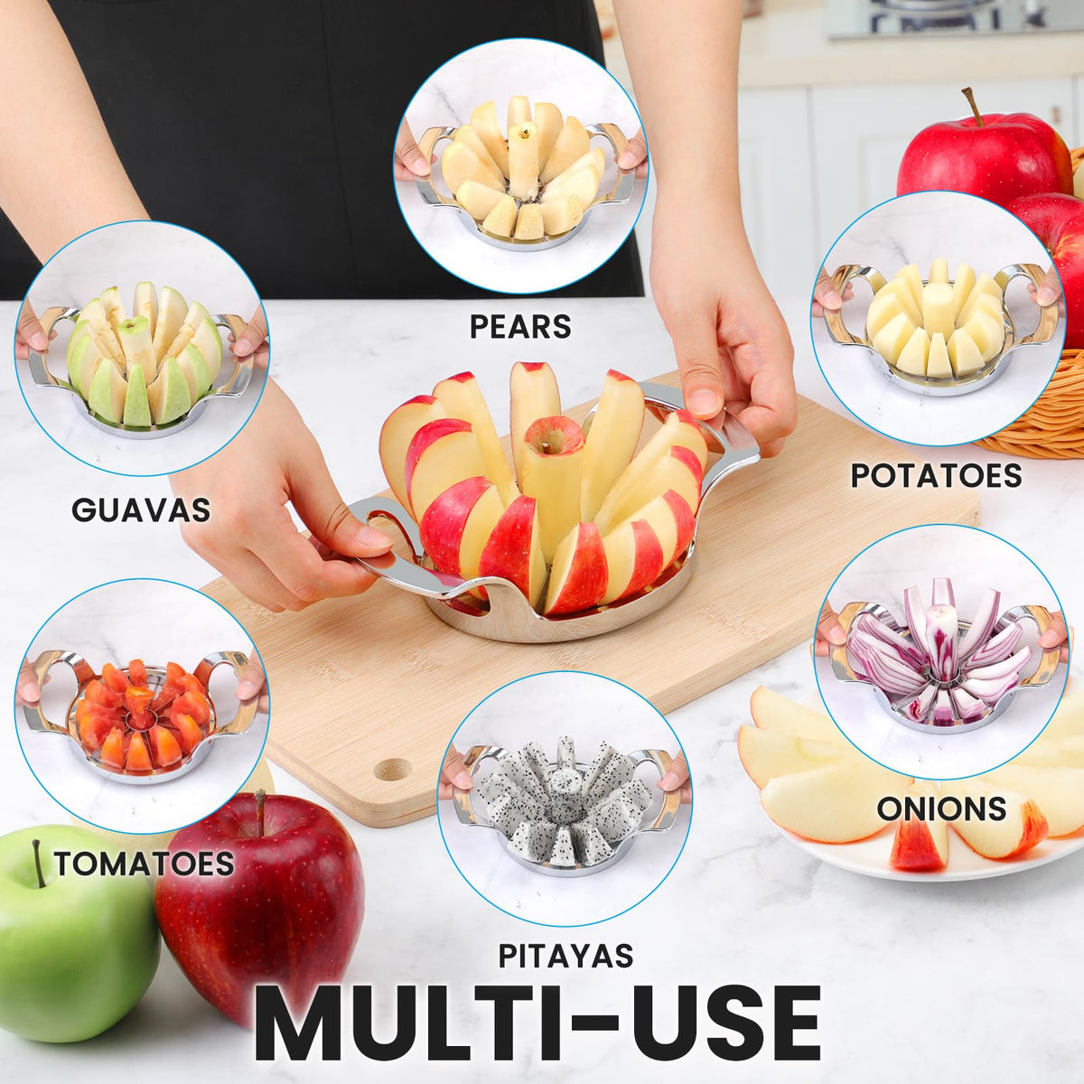 304 stainless steel blades in the AUBENR Apple Slicer stay sharp.