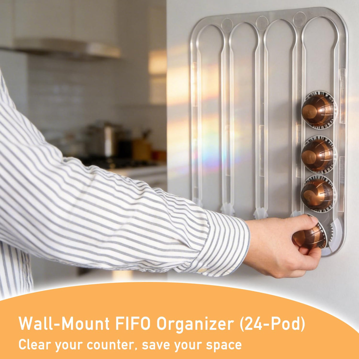 Aucuqu compatible with Nespresso Vertuo pods for secure storage.