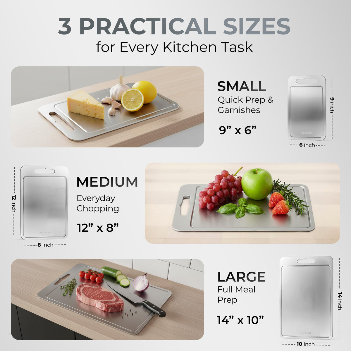 AUD Goods durable stainless steel construction resists warping and staining