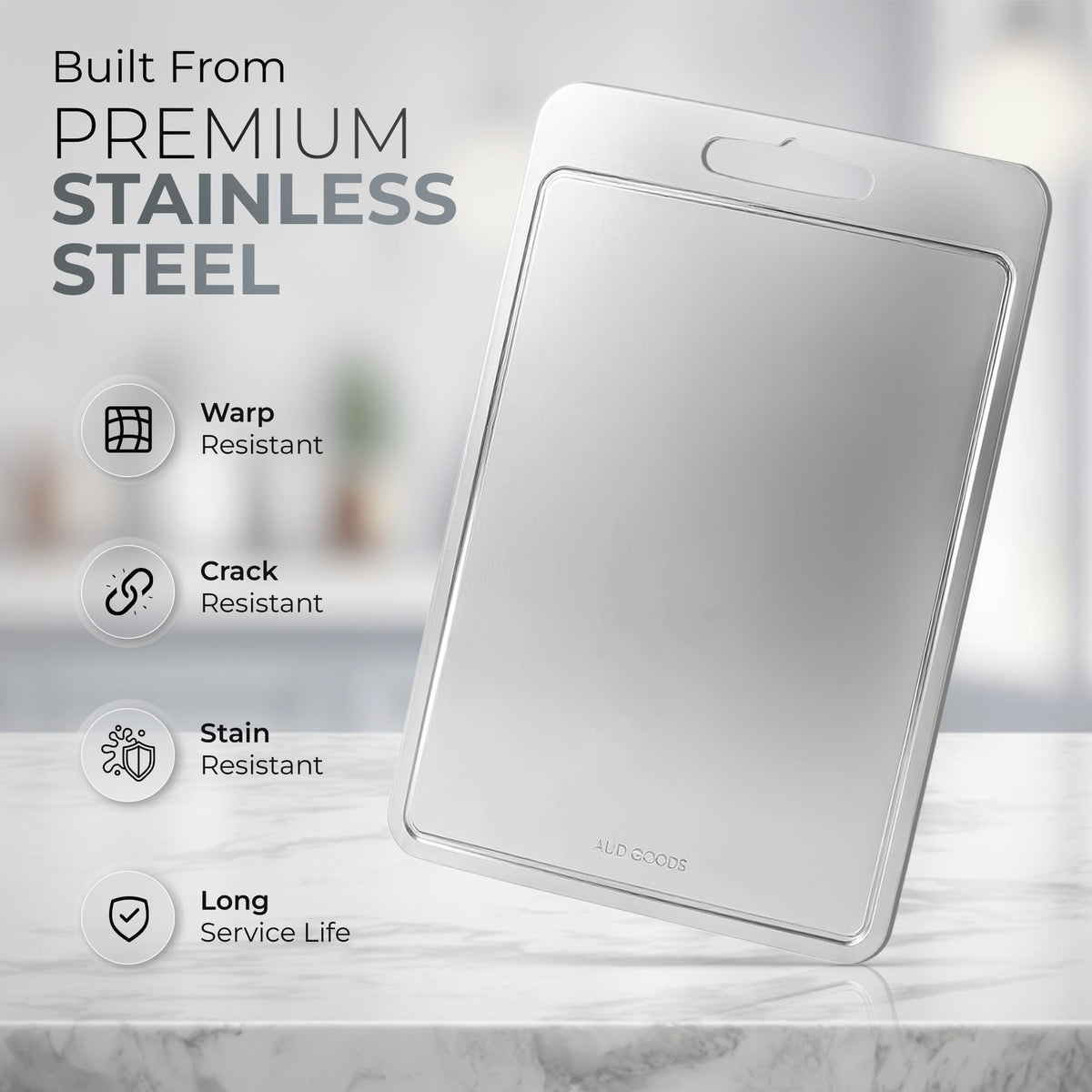 AUD Goods easy-clean surface that rinses quickly and dries fast