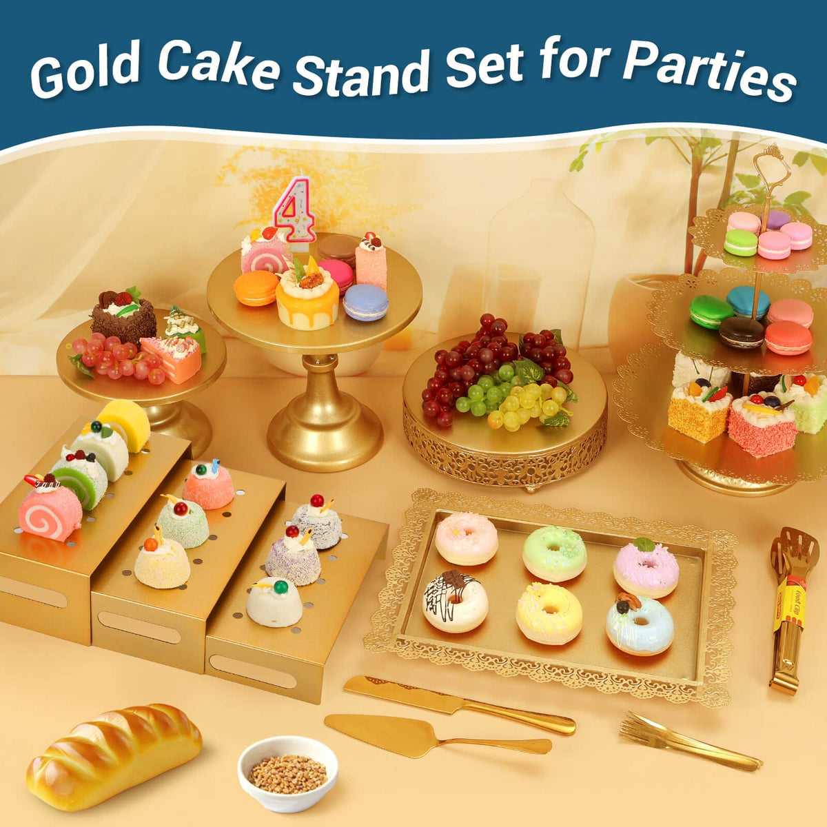Audab serving tongs included for easy self-serve dessert service