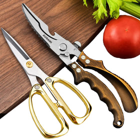 AUDAMI premium kitchen shears 2-pack with durable poultry-focused blades for reliable cutting.