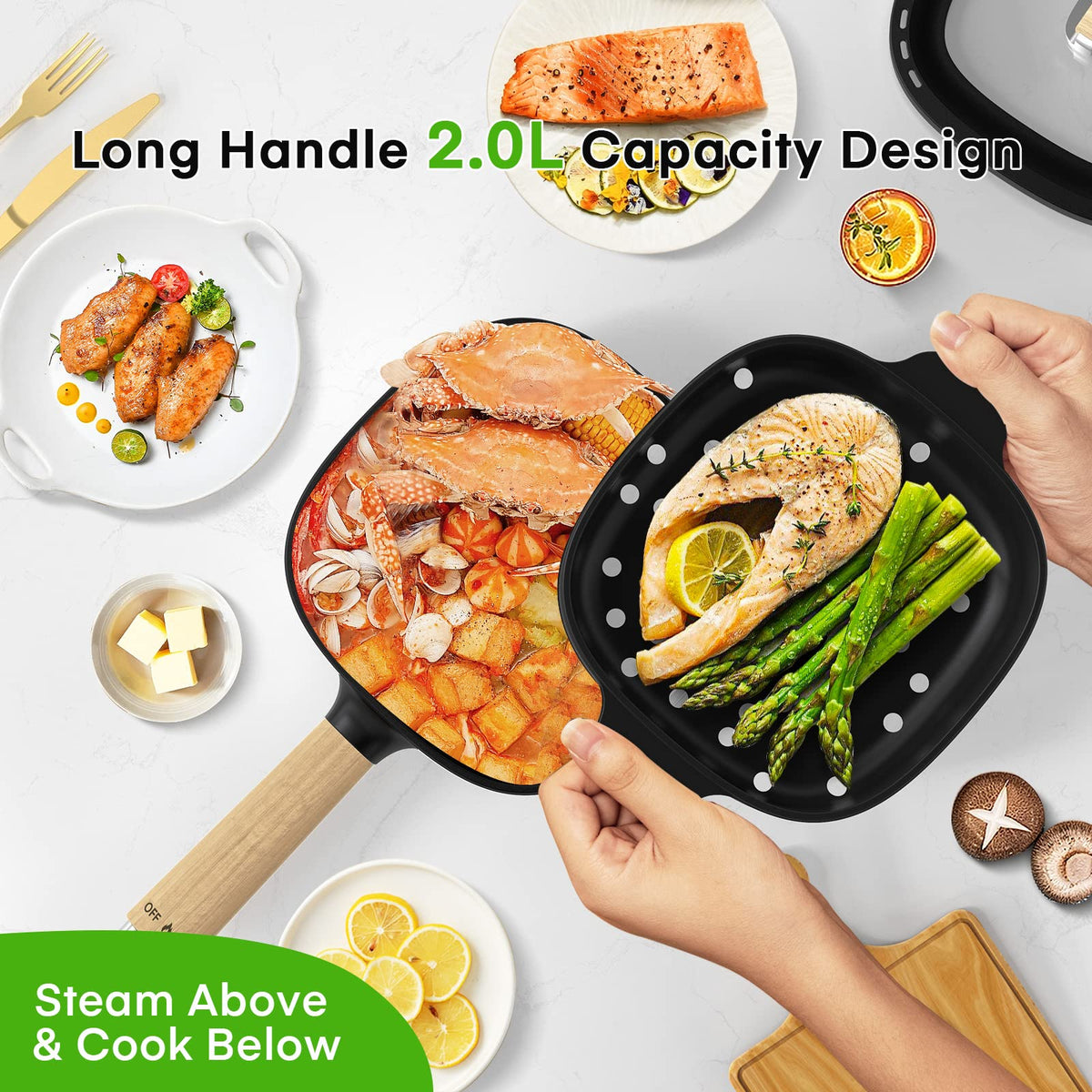 Audecook 360-degree heating base for even cooking without hot spots.