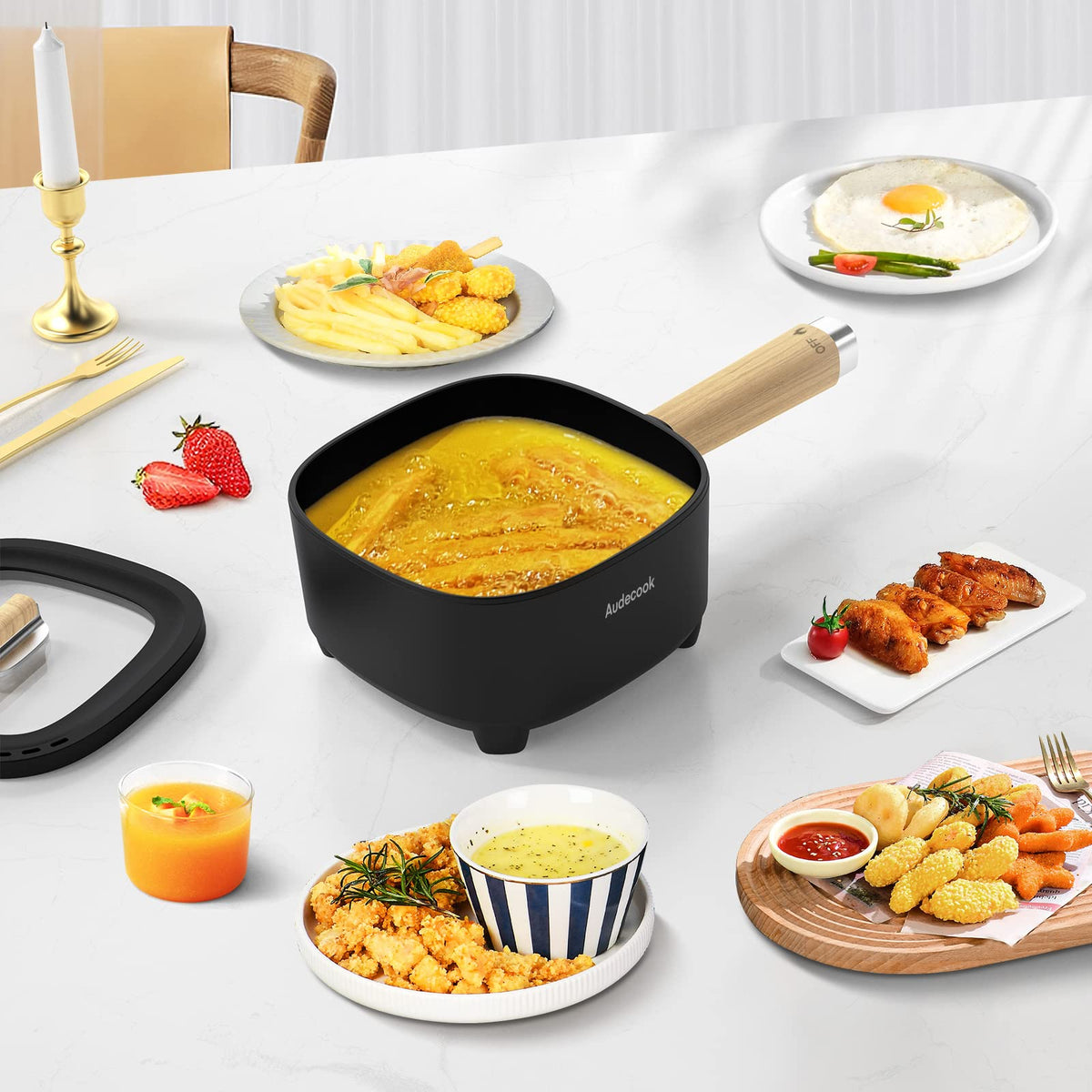 Audecook four-leg non-slip design prevents tipping on uneven surfaces.