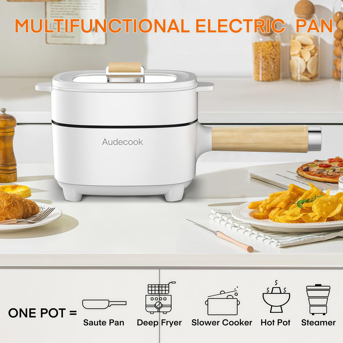 Audecook non-stick coating ensures easy food release and quick cleanup.