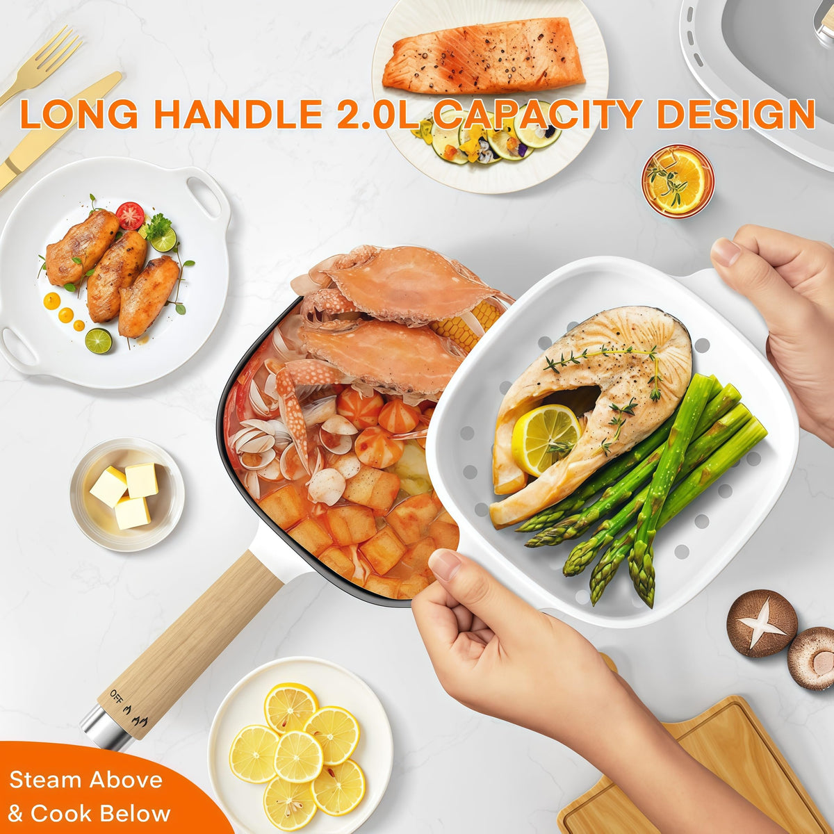 Audecook steamer insert enabling separate steaming for flavorful meals.