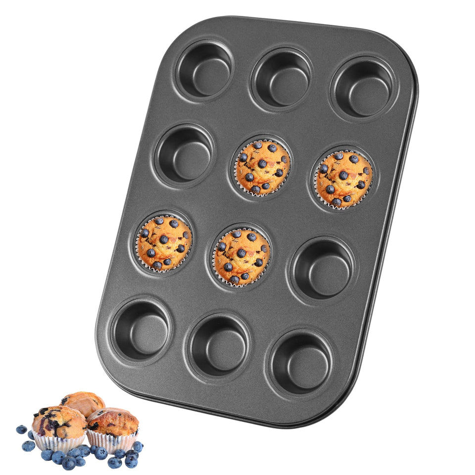 Audingull mini muffin pan with 12 cups and compact layout for even baking.