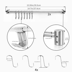 Audmore rack holds pans, spatulas, measuring cups and mugs