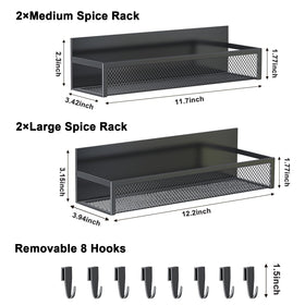 Aufworld 4-pack spice shelf magnets organizing jars on magnetic surfaces.