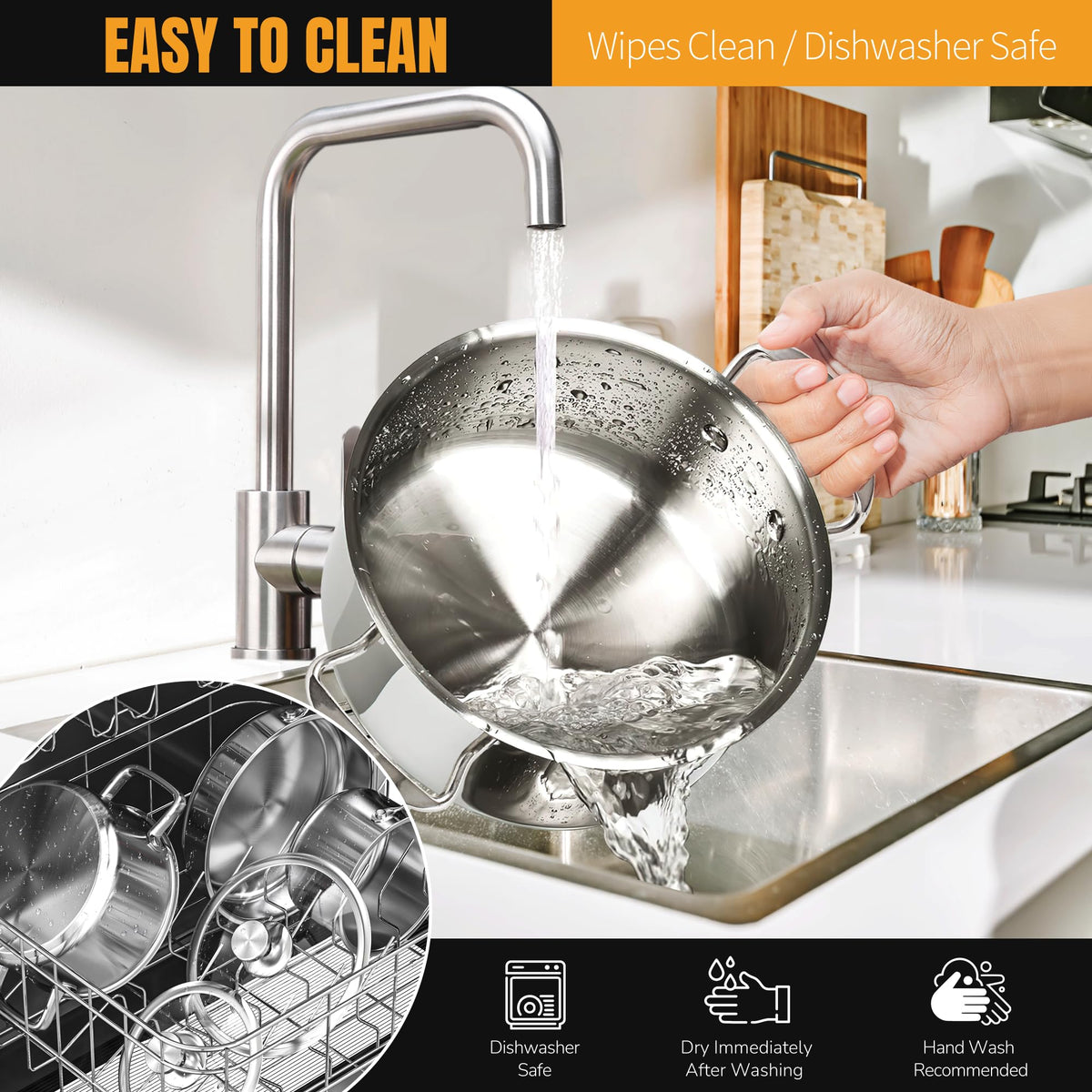 Aufranc induction-ready cookware works on induction, electric, and gas stoves