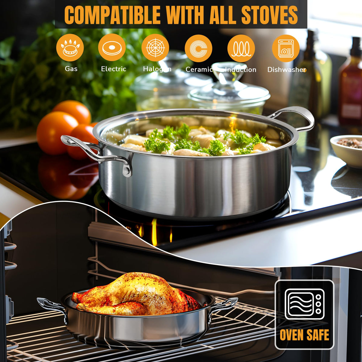 Aufranc nonstick interior aids easy food release and quick cleanup