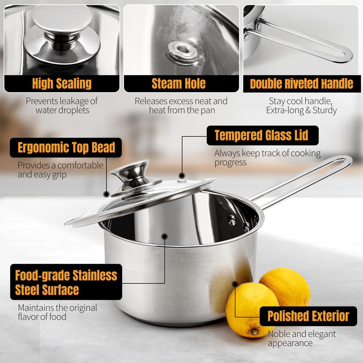 Aufranc tempered glass lids with steam vents retain heat and flavor
