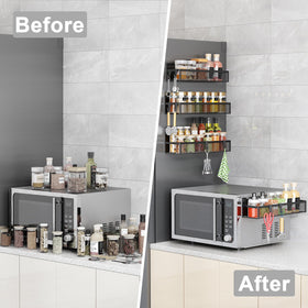Aufworld no-drill installation for quick fridge-side organization.