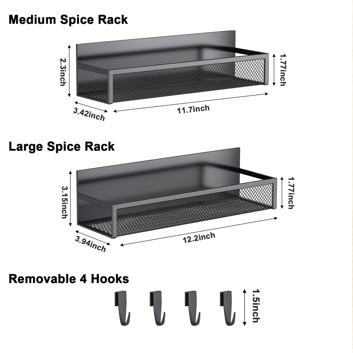 Aufworld rack with four moveable hooks for versatile kitchen organization