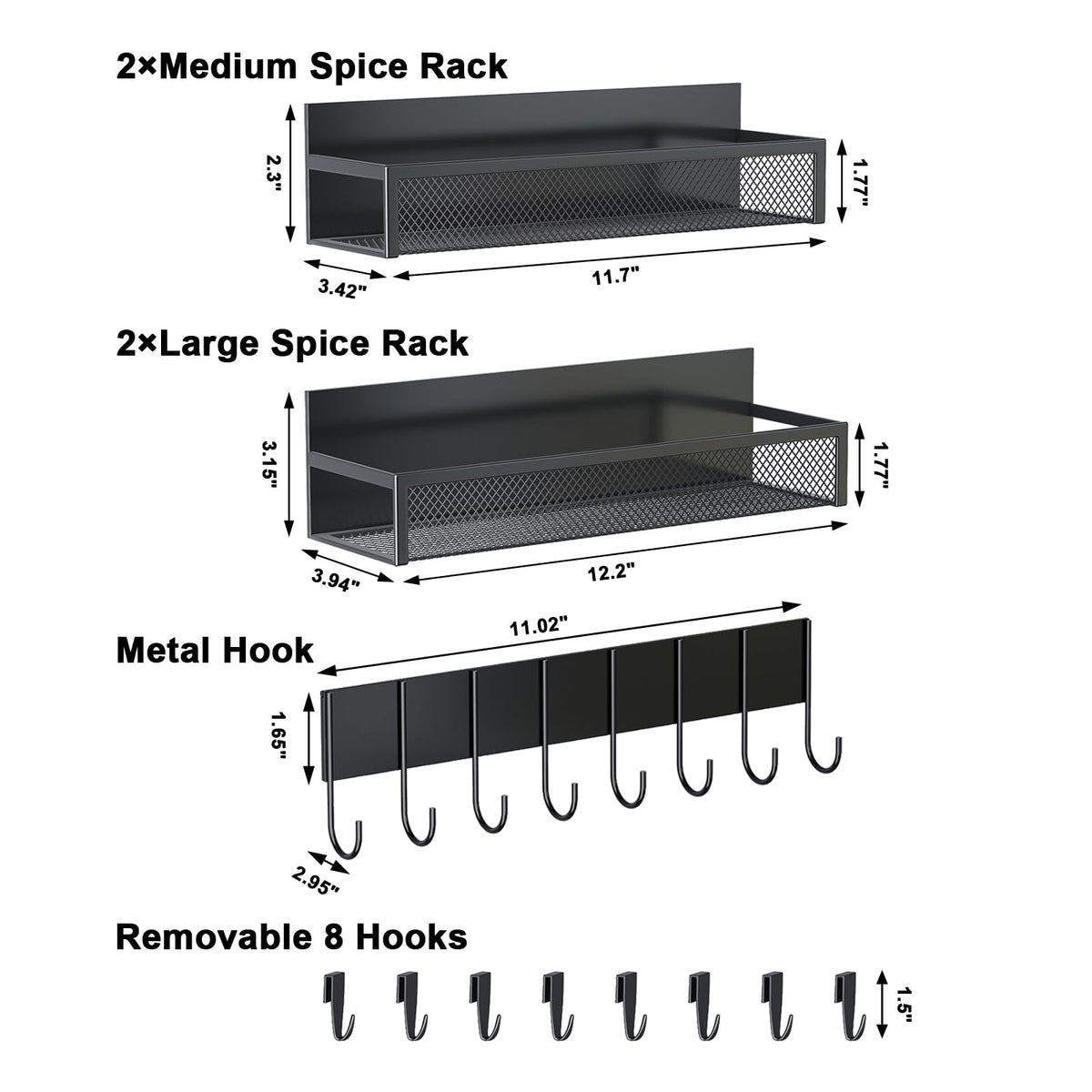 Aufworld 8-hook magnetic rack attached to fridge for versatile storage.