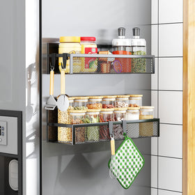 Aufworld magnetic spice rack on fridge side providing compact two-pack storage