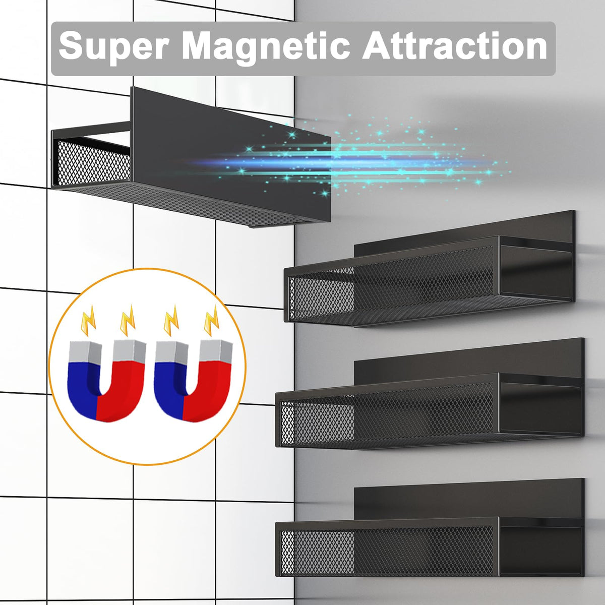 Aufworld fridge shelf with strong magnetic hold secures storage.
