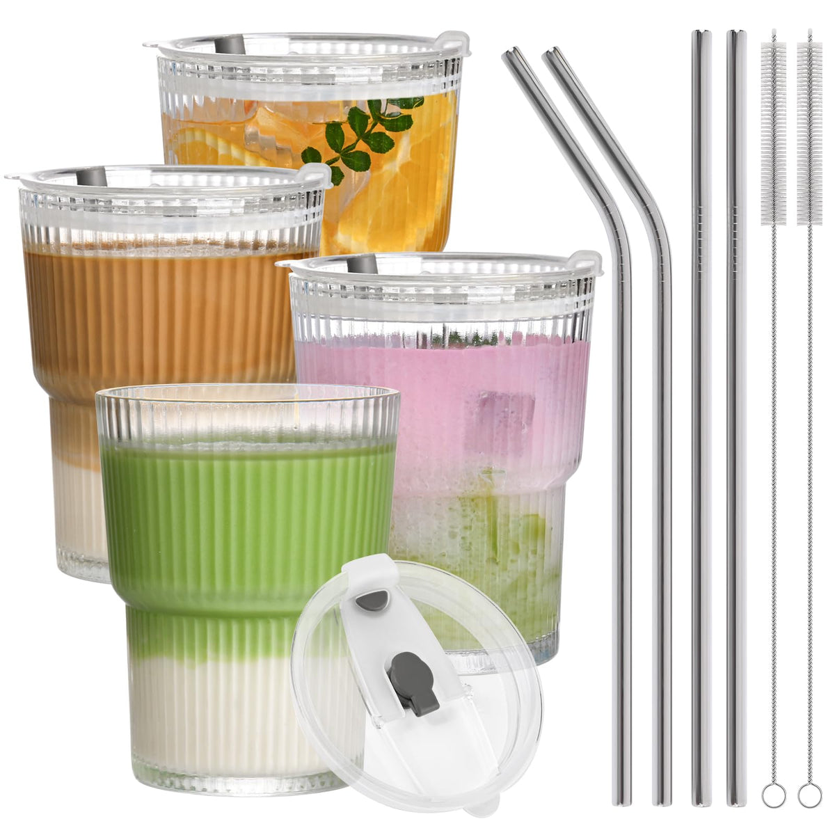AUFXKOO 13oz iced coffee cups set ideal for on the go beverages