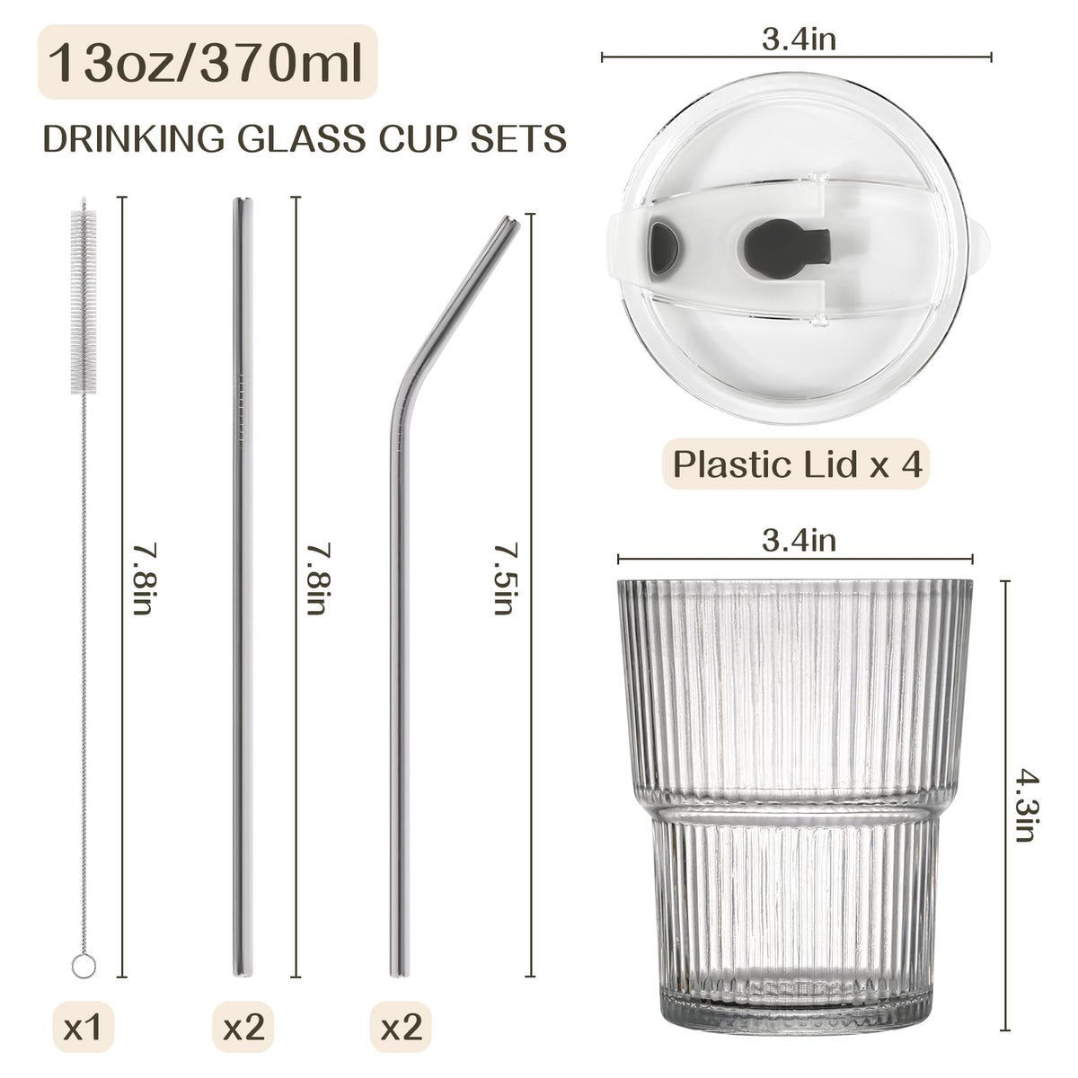 AUFXKOO glass cups with lids and straws for spill free travel