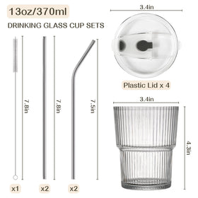 AUFXKOO glass cups with lids and straws for spill free travel