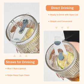 AUFXKOO glass cups with lids arranged on table for serving