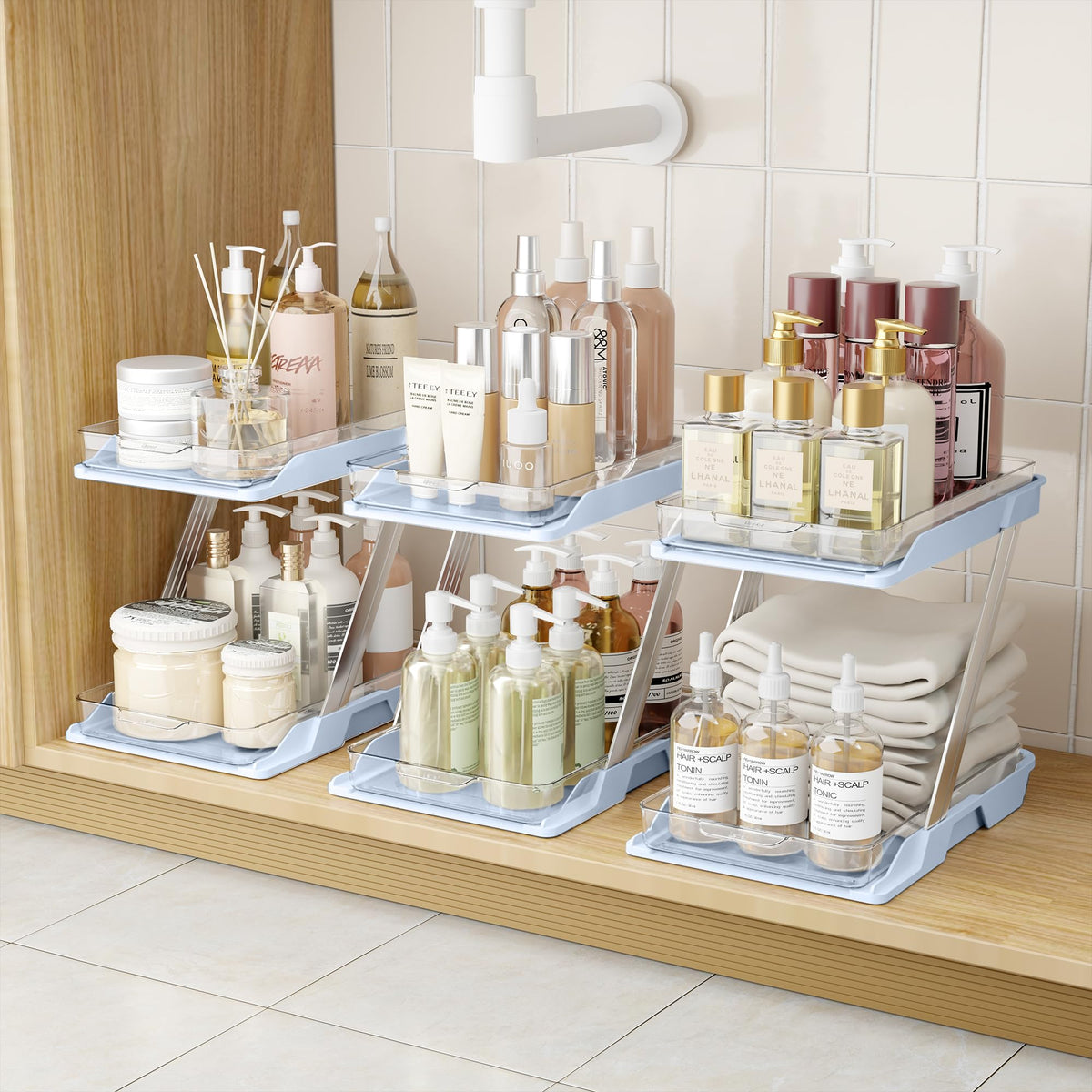 AUGBEAN 3-pack bathroom organizers for tidy under-sink storage