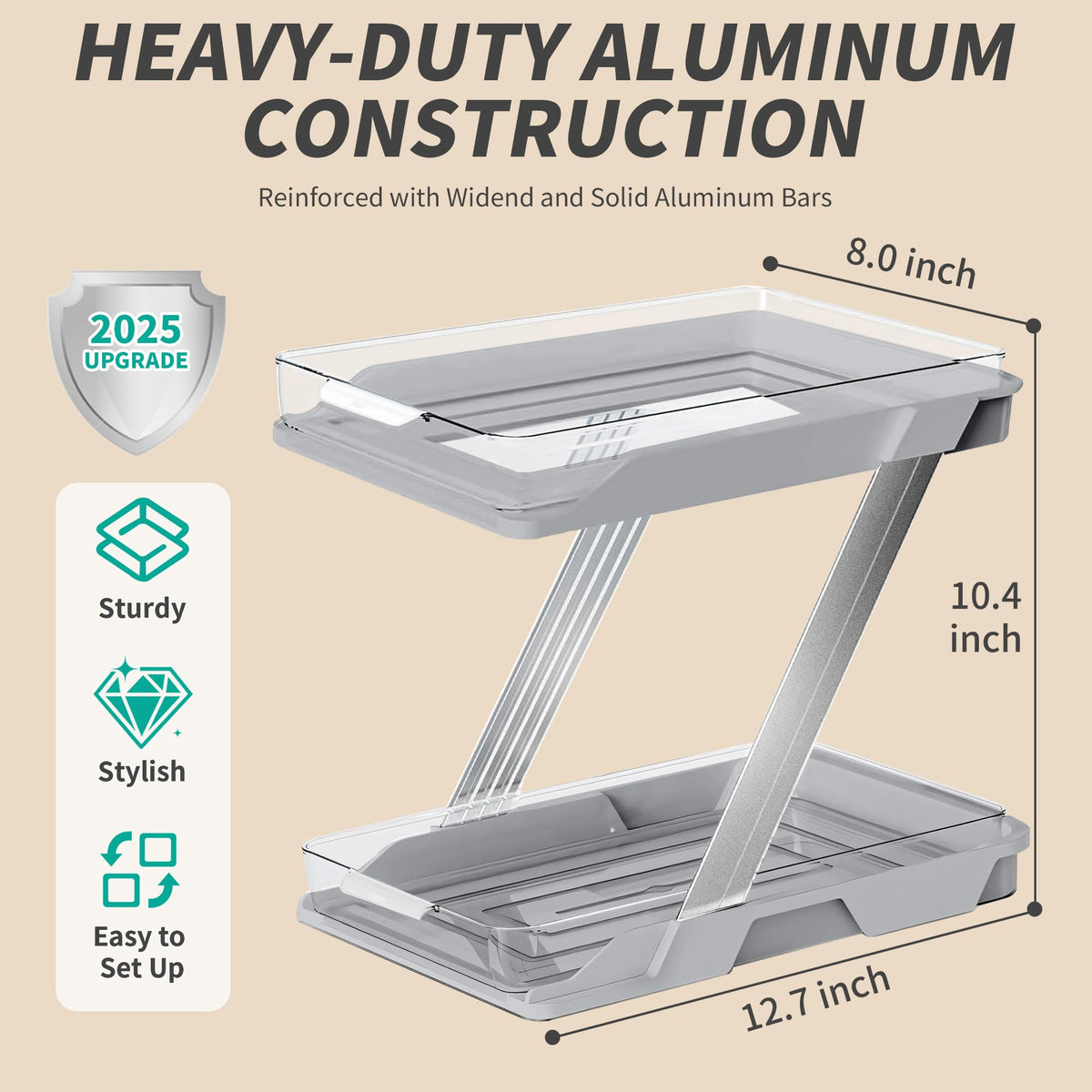 AUGBEAN z-shaped design storage unit enhances vanity with stylish, compact organization.