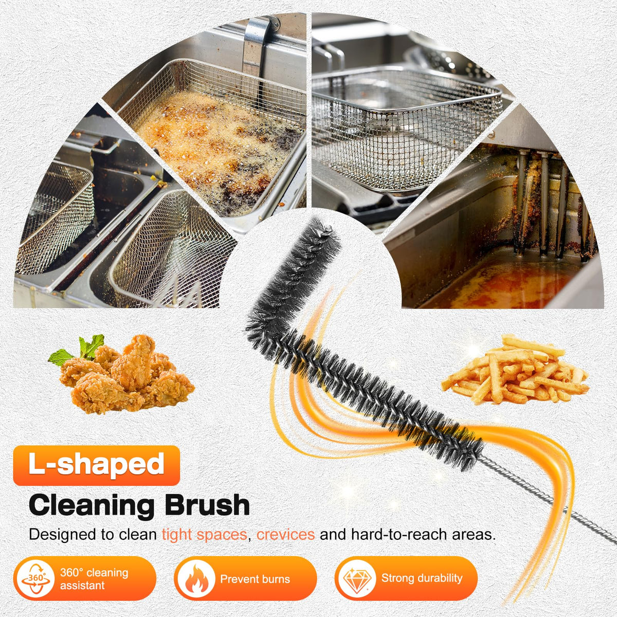 AugFir interior fryer cleaning tool clears stubborn residue