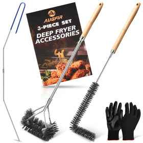 AugFir fryer basket brush with 24.5-inch reach cleans basket interiors efficiently