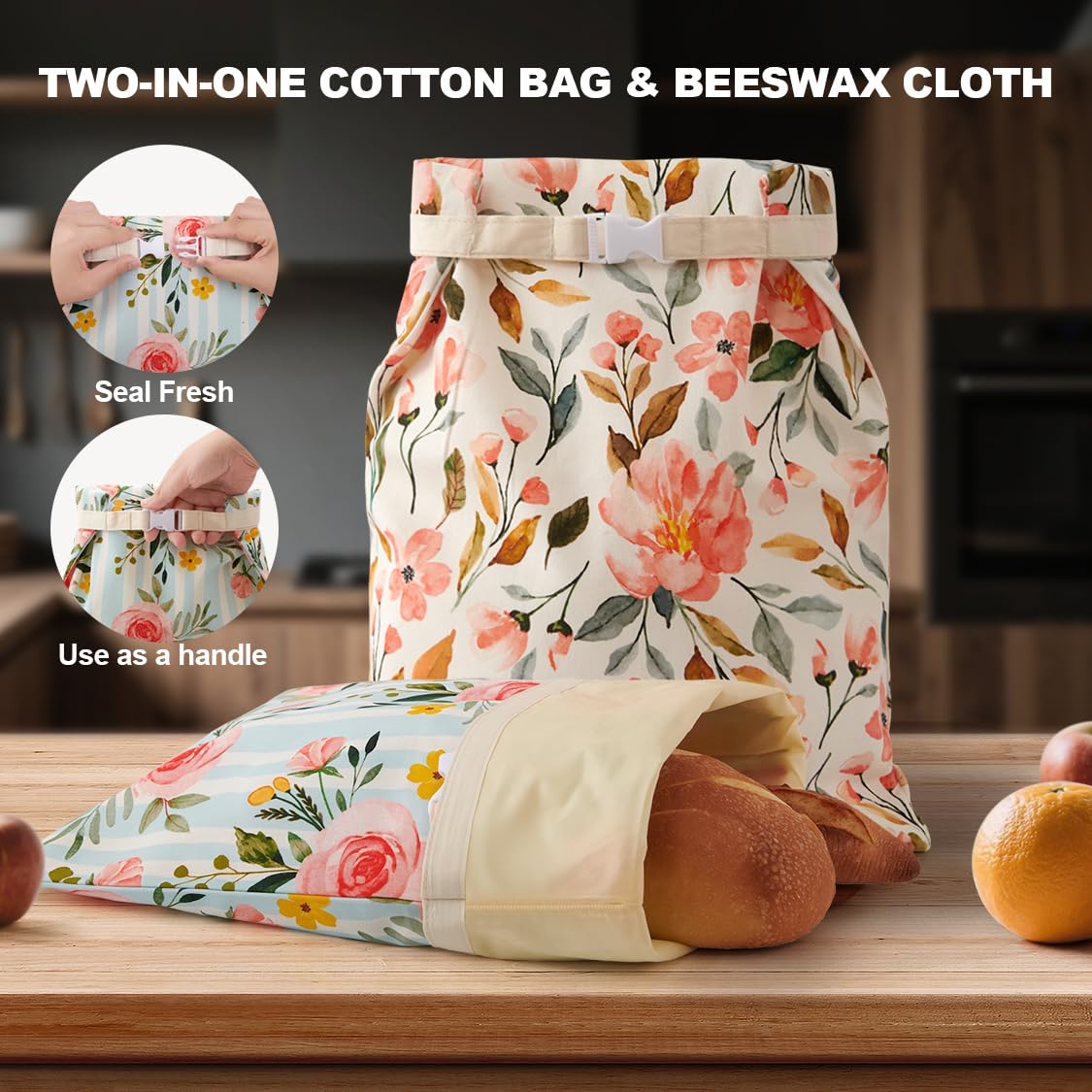 Augine beeswax bread bag for fridge or freezer storage preserves moisture