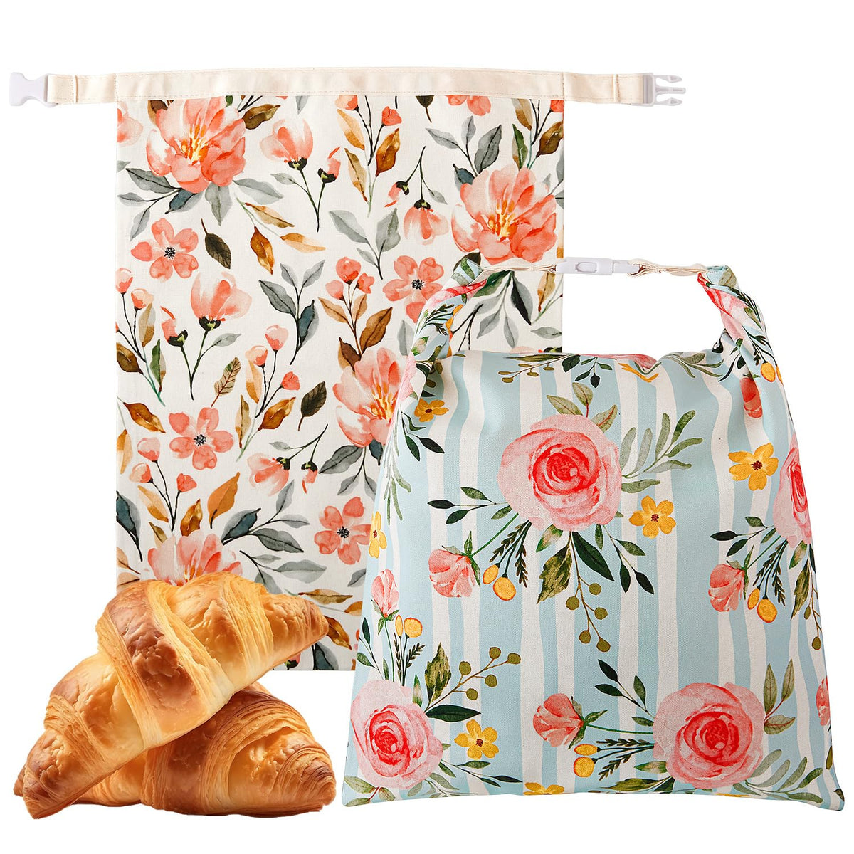 Augine beeswax bread bag with roll-clip closure keeps bread fresh longer