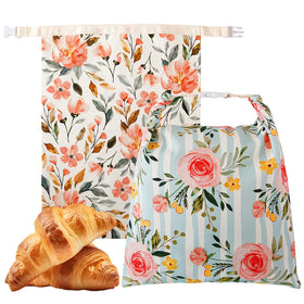 Augine beeswax bread bag with roll-clip closure keeps bread fresh longer