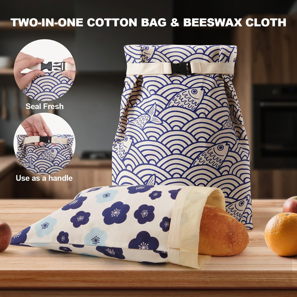 Augine beeswax bread bag is easy to clean and reusable for months