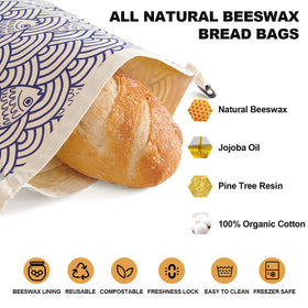 Augine beeswax bread bag for fridge and freezer storage of baked goods