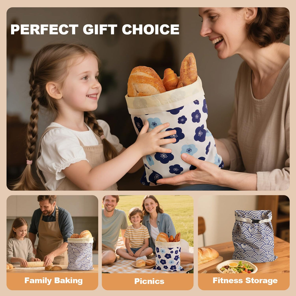 Augine bread bag folds compactly for storage and travel