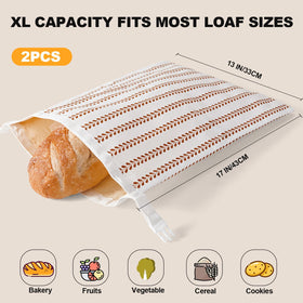 Augine bread bags two-pack folded for compact pantry storage and reuse