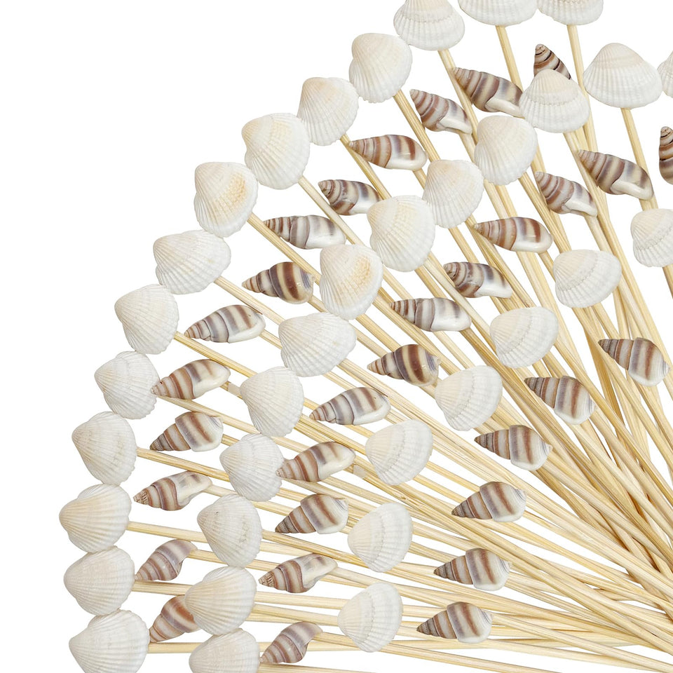 Augoog Seashell Cocktail Picks 200pc pack adds coastal charm to appetizers and drinks