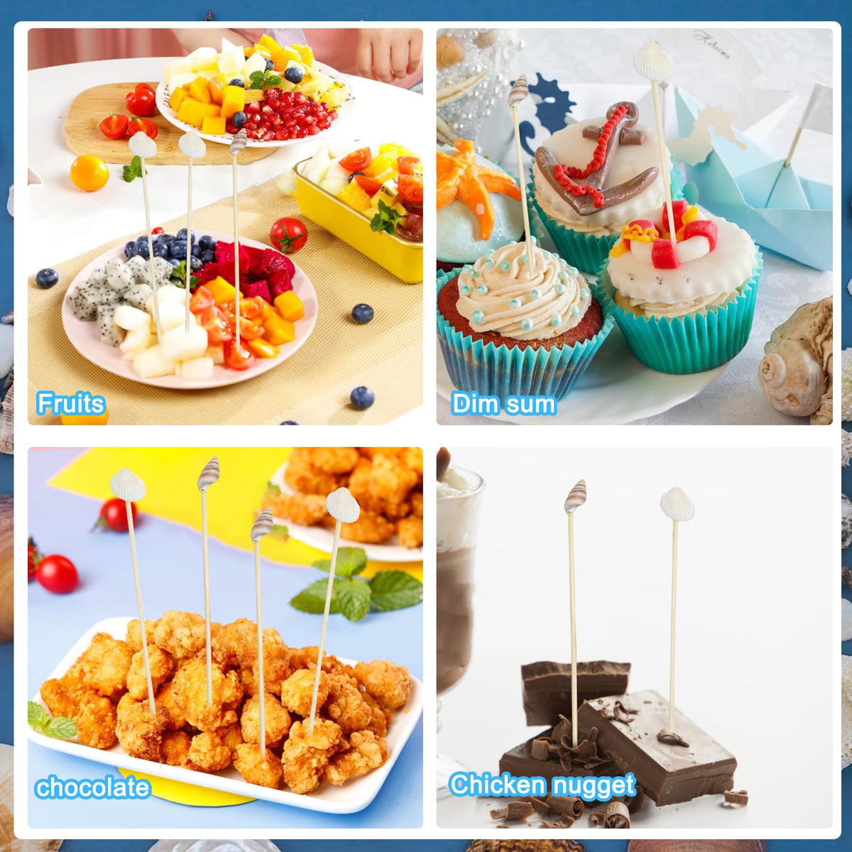 Augoog seashell picks for cupcakes add seaside flair to desserts