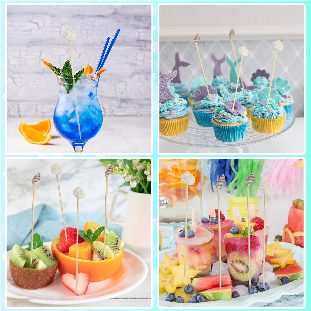 Augoog seashell picks for fruits and snacks offer easy handling and decoration