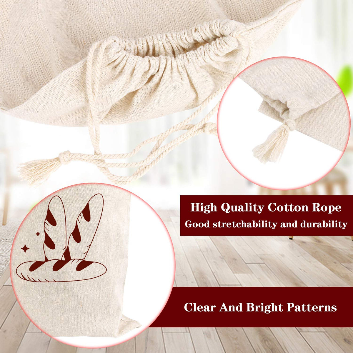Augshy pattern-design linen bag closeup with decorative print