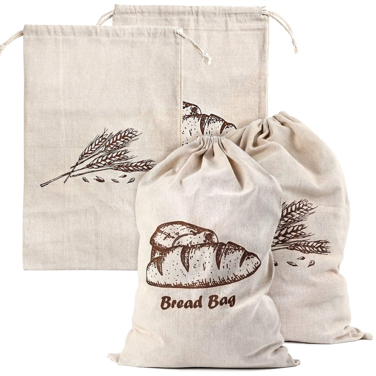Augshy linen bread bags pattern showcase for eco-friendly storage.