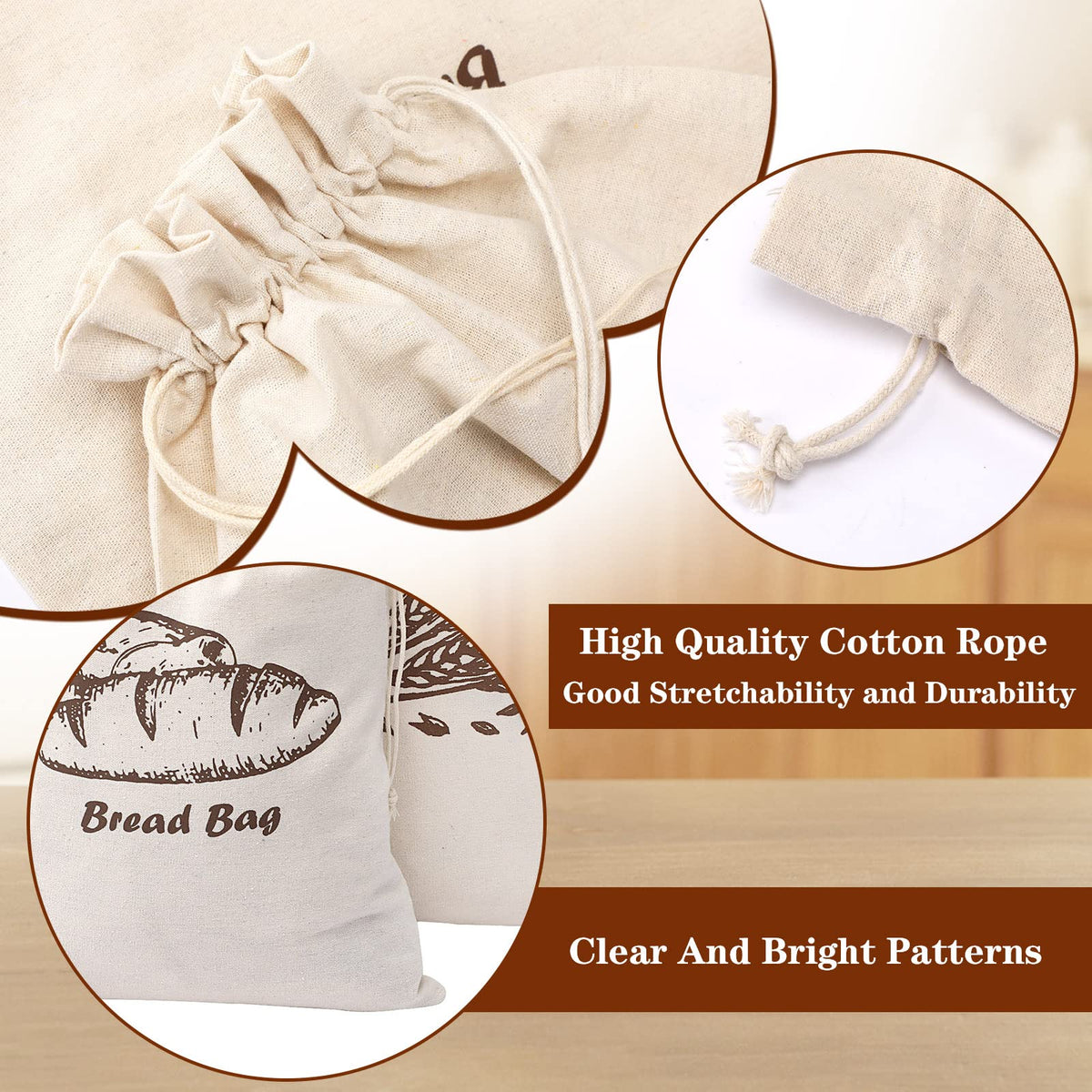 Augshy linen bread bags inside view showing roomy 17.5 x 11.5 inches.